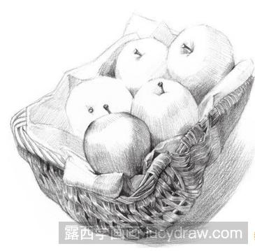 素描一篮苹果的画法