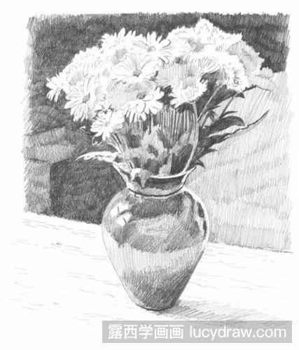 素描教程：一瓶花的画法
