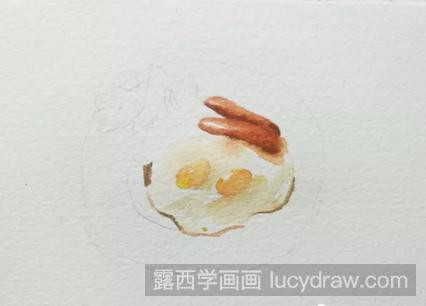 水彩画教程：教你画营养的鸡蛋香肠早餐