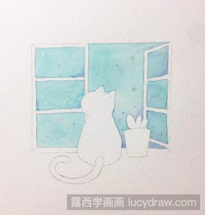 水彩画教程：教你画有心事的猫小姐