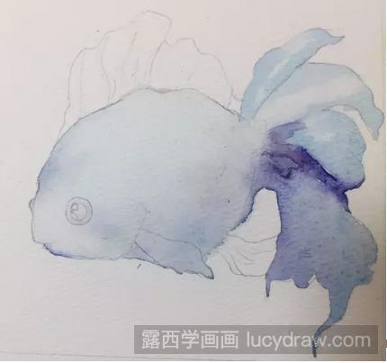 水彩画教程：教你画蓝色小金鱼  