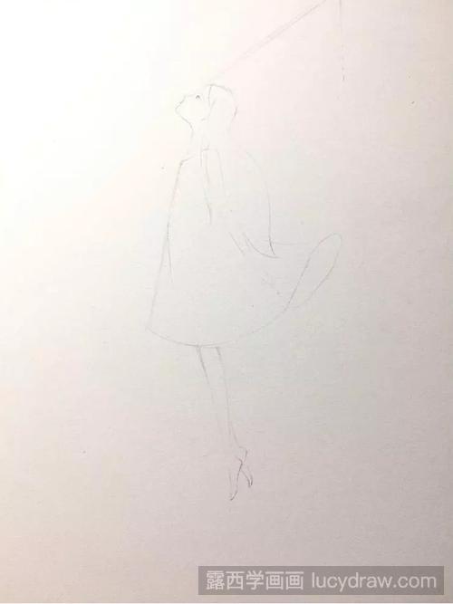彩铅画教程：燕子围绕的小女孩