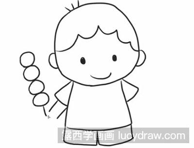 简笔画教程怎么画拿糖葫芦的小男孩