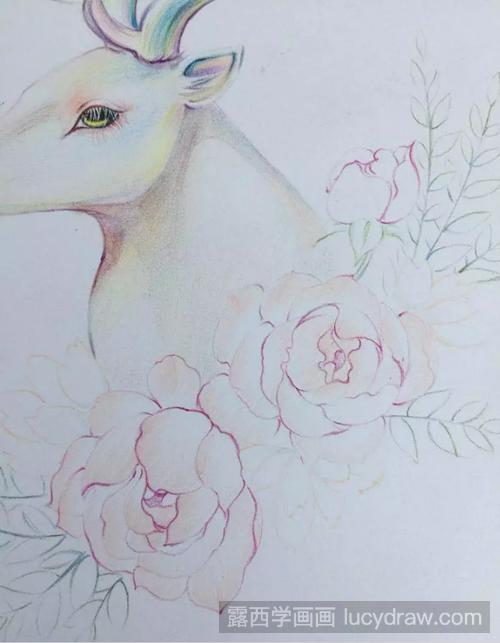 彩铅画教程：教你画一只梦幻的麋鹿