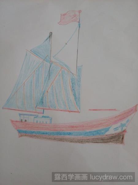 教你画彩色木帆船