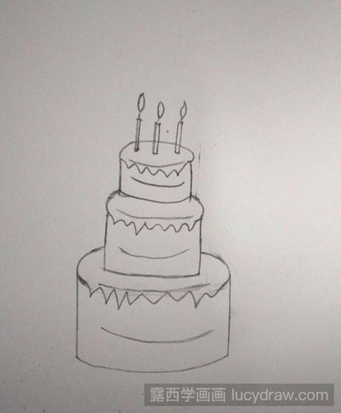 儿童画教程：教你画三层蛋糕