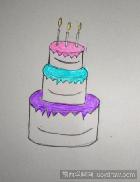 儿童画教程：教你画三层蛋糕