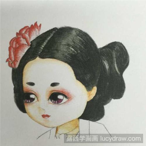 彩铅画教程：穿大袖衫的唐朝美女