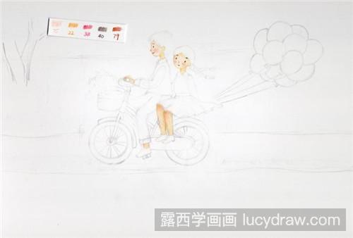 插画教程：骑单车的男孩女孩