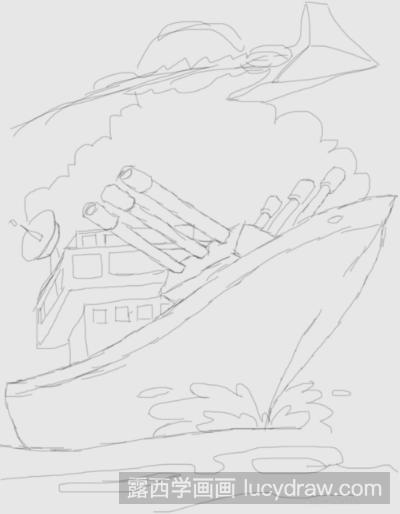 简笔画教程,怎么画战舰,战舰的画法