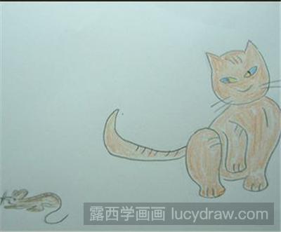 儿童画教程：抓老鼠的小猫咪