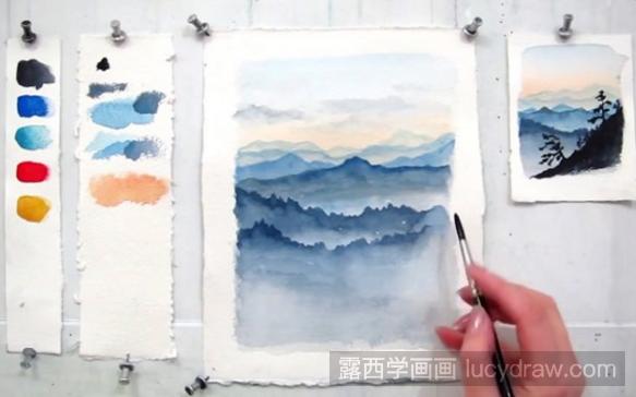水彩风景画教程：群山的画法