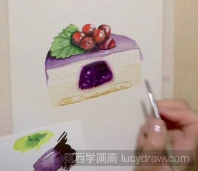 水彩画蓝莓蛋糕步骤教程