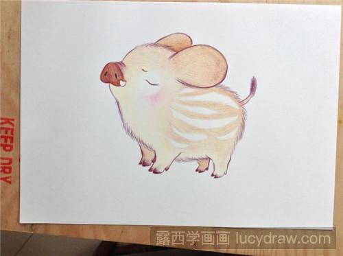 傲娇小萌猪彩铅画教程