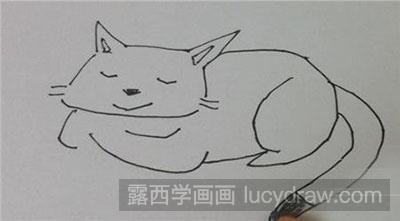 简笔画教程怎么画睡觉的猫咪