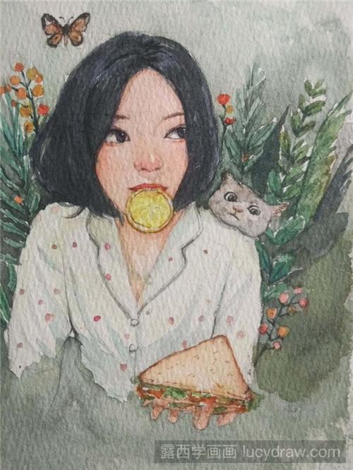 少女与猫插画教程