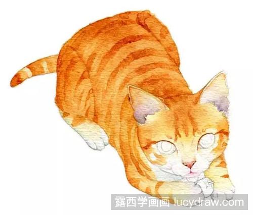 贪吃猫水彩画教程