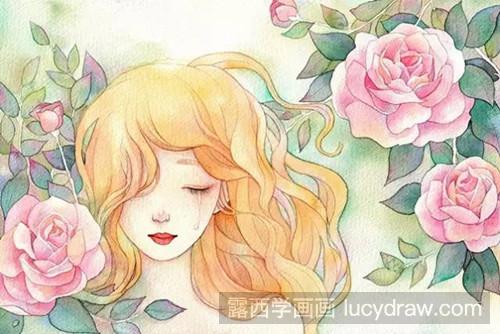 流泪的姑娘插画教程