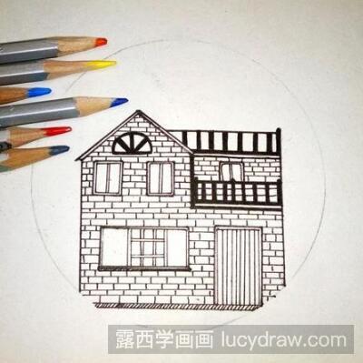 小房子彩铅画教程