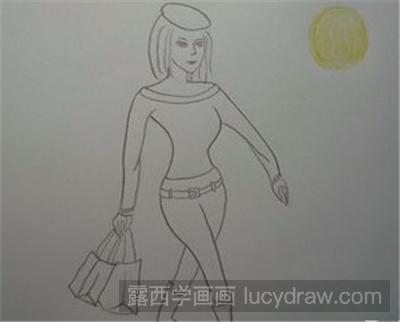 儿童画教程：购物的女孩