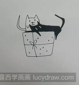 儿童画教程：教你画小猫与礼盒