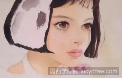 水彩画人物教程：杀手不太冷小萝莉的画法