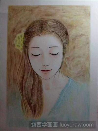 彩铅画教程：教你画温柔姑娘