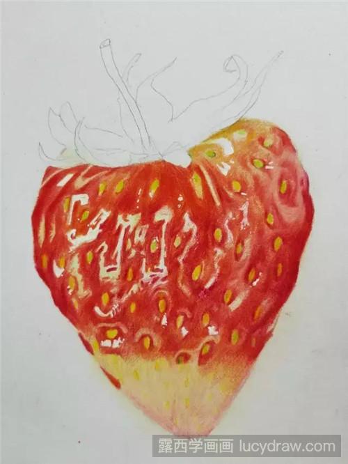 草莓水彩画教程