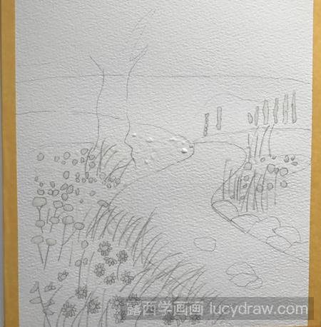 风景画花溪的水彩画法