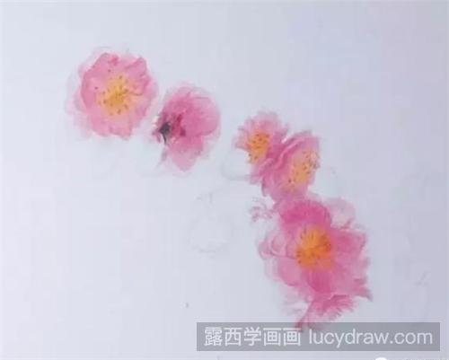 一枝红杏彩铅画教程