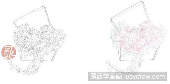 鲜花礼盒彩铅教程