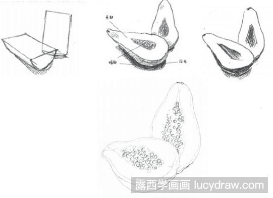 素描教程：怎么画切开的多汁水果