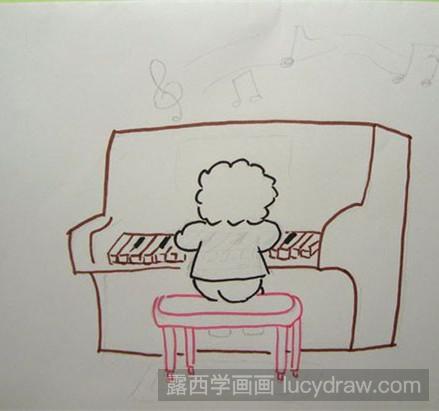 弹钢琴简笔画自己图片