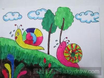 儿童画蜗牛教程