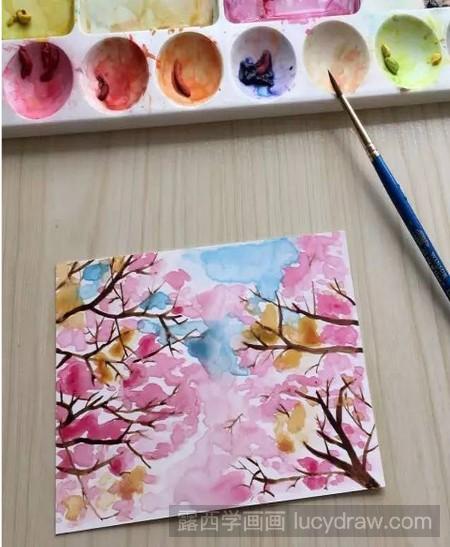 樱花水彩画怎么画
