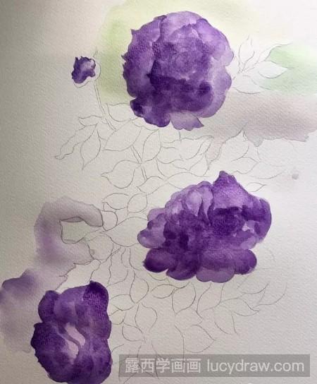 紫色月季花怎么画