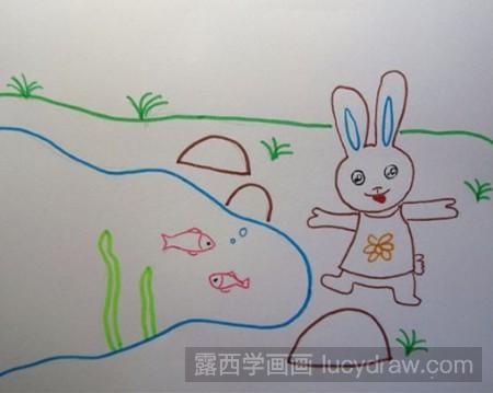 教你画看鱼的小兔子