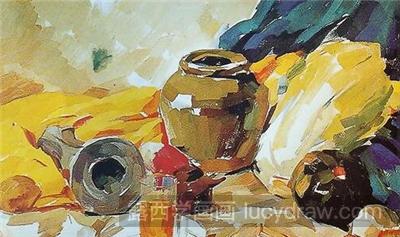 水粉画教程：陶罐、土豆、白菜静物的画法