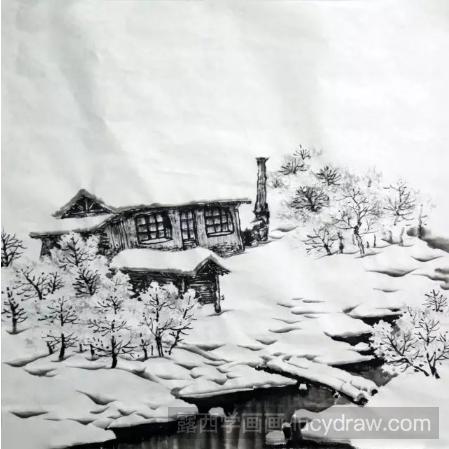 国画雪景的画法教程