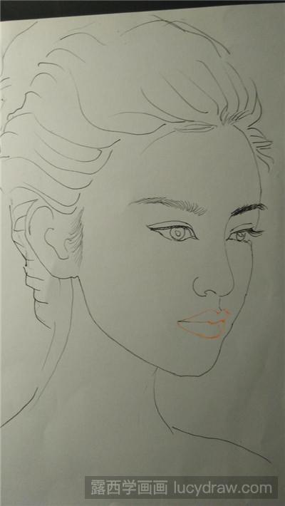 彩铅画教程：教你画挽起头发的女孩