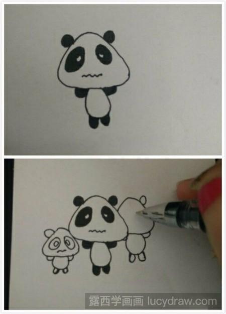 教你 画三只小熊猫