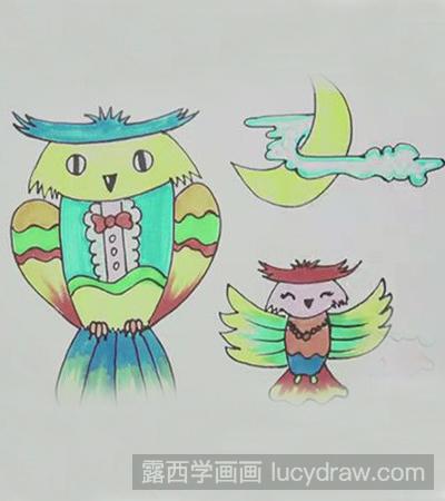 简笔画教程：怎么绘制猫头鹰