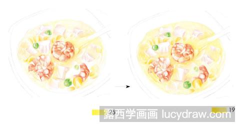 彩铅画教程：怎么画三鲜豆腐羹