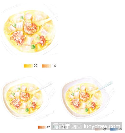 彩铅画教程：怎么画三鲜豆腐羹