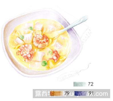 彩铅画教程：怎么画三鲜豆腐羹