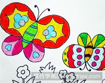 儿童画教程：用油画棒画漂亮的蝴蝶