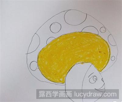 儿童画教程：用油画棒画卡通蘑菇