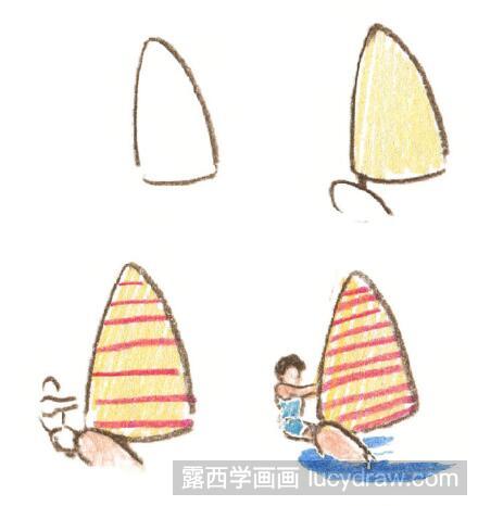 冲浪和帆船运动儿童画教程