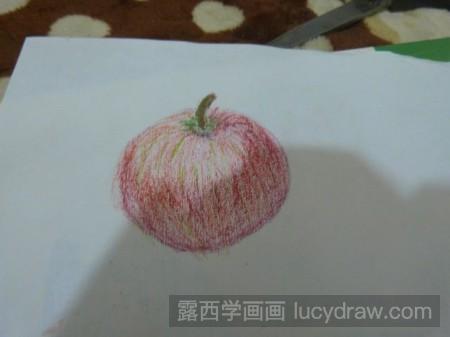 教你用油画棒画苹果
