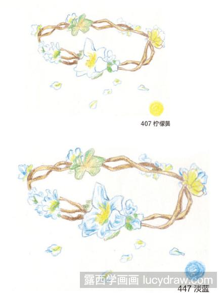 彩铅画教程：怎么画鲜花花环